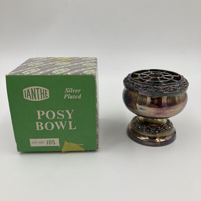 Ianthe versilberte Posy Schale 3'' mit Original Box - Katze Ref 185 England