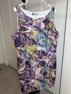 Jennifer Lopez Women's Sleeveless Shift Dress Sz XL.  Purple Multicolor Lined