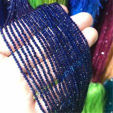 2mm Natural Dark Blue Faceted Spinel Loose Beads Making Jewelry 15 inches Strand