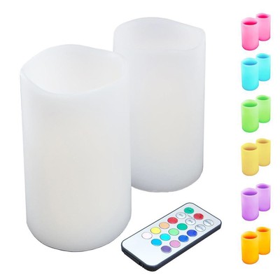 Jeffrey Banks 2 Pc Remote Control Flameless Candles Multi Color Multi Function