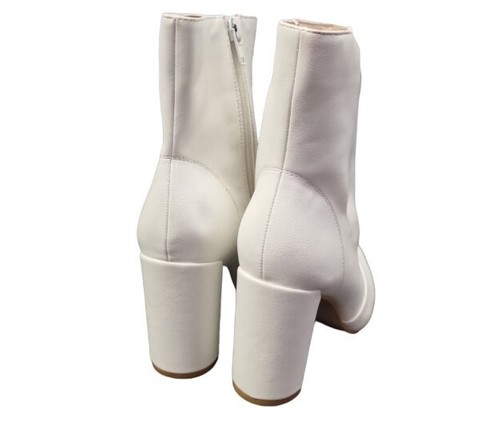Public Desire White PU Pointed Front Zip Boots Block Heel Size UK 4 REF K 372 - Picture 5 of 7