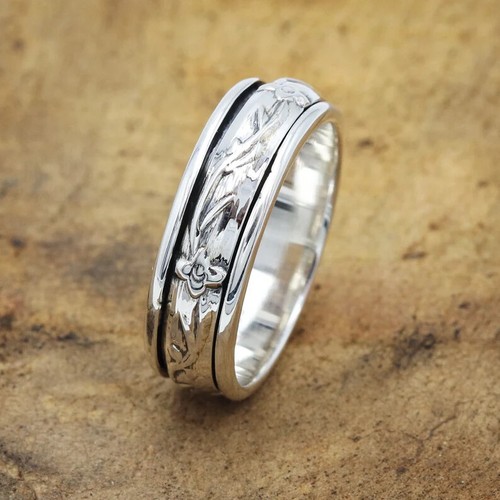 Fidget Ring, Spinner Ring, Anxiety Ring, Sterling Silver Ring ...