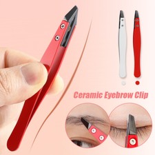 Ceramic Tip Eyebrow Clip Stainless Steel Beard Eyelash Tweezers Makeup Tool