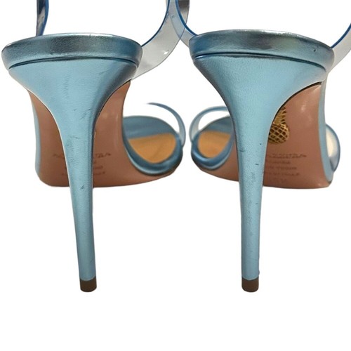 Aquazzura So Nude 105 PVC Slingback Sandal Metallic Blue 36.5 Women’s - Picture 9 of 11