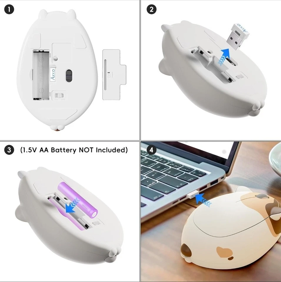 Akko Ragdoll Cat 2.4GHz Wireless Mouse – Cute Cartoon USB PC Laptop Mouse - Image 4 of 4