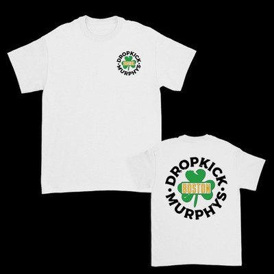 Dropkick Murphy Boston Shamrock Badge T Shirt White Unisex S-5XL