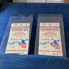 April 17, 1980 Los Angeles vs Houston Opening Day 2 Ticket Stubs