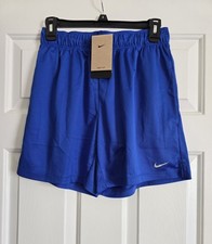 Nike Women  s Attack Dri-FIT Fitness Mid Rise 5" Unlined Royal Blue Shorts SMALL