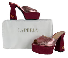 $1K La Perla Ladybug Platforms Shoes 8 US 38 EU Red Gold Heels Bag Runway Auth