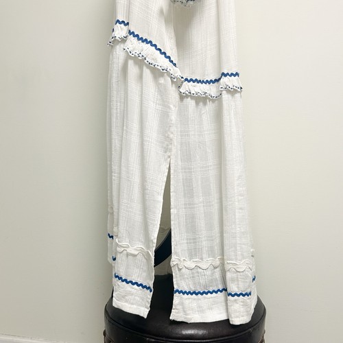 Maxi Vestido Free People Blanco Azul Tejido Thank Me Later Manga Larga Abullonada en Niveles - Imagen 5 de 13