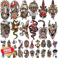 77 Sheets Temporary Tattoos Women Men Half Arm Chest Shoulder Tiny