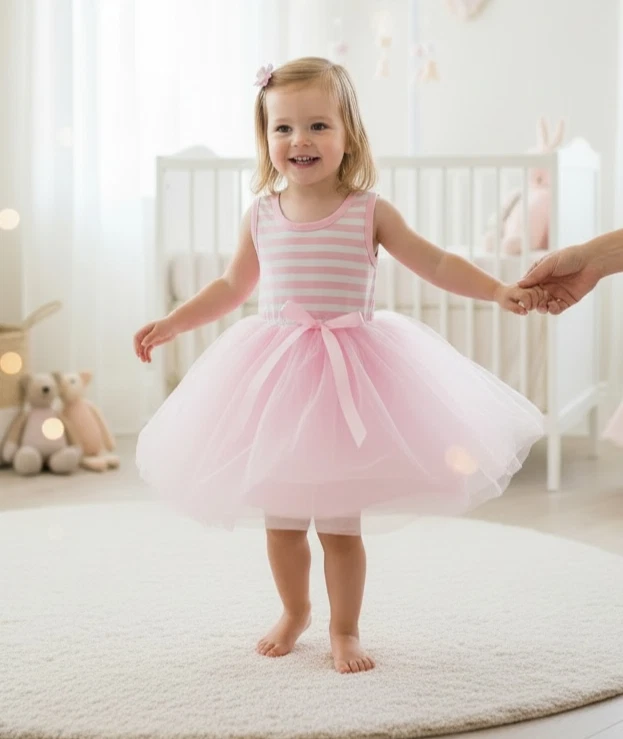 Tutù Neonata A 5 Strati In Tulle Morbido – Prendisole Principessa Senza Maniche (1-7 Anni) - 5