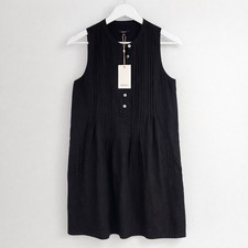 NWT Quince XS Black 100% European Linen Short Sleeve Swing Dress Casual Comfy