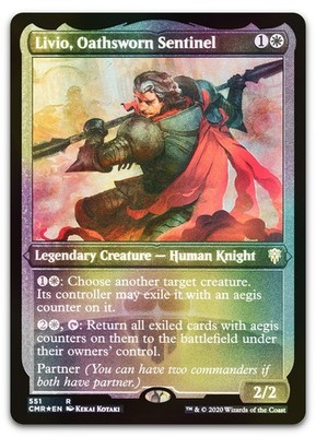 Livio, Oathsworn Sentinel (Foil Etched) #551 NM Commander Legends CMR Magic MTG