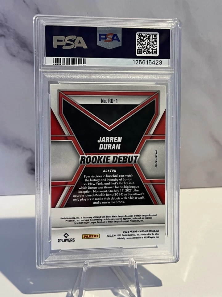 2022 Panini Mosaic - Rookie Debut Jarren Duran #RD-1 Green Mosaic Prizm PSA 10 - Image 2 of 2