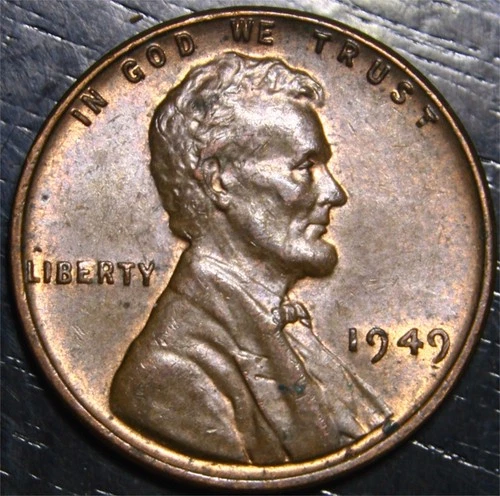1949 Lincoln Wheat Penny 1c US Coin Philadelphia Mint AU