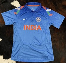 Nike India Jersey Mens XL Blue Dri-Fit Star National Team Polo Shirt Cricket