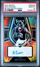 Nico Collins 2021 Panini Select #/25 Rookie Signature Tie-Dye Prizm RSNCO PSA 10