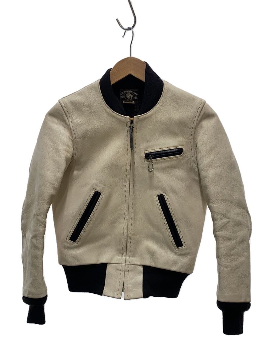 Men's White Leather Blouson Jacket Size 32 by Gers