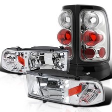 LED Headlights Chrome/Clear Tail Brake Lamps 94-01 Dodge Ram 1500 2500 3500 Pair