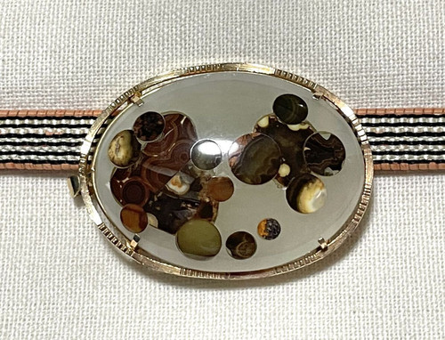 Used Obidome Kimono Brooch Pendant 3Way Natural Stone Obi Decoration Japan
