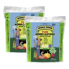 Wiggle Worm Pure Organic Mineral-Dense Worm Castings Fertilizer, 4.5lbs, 2 Pack