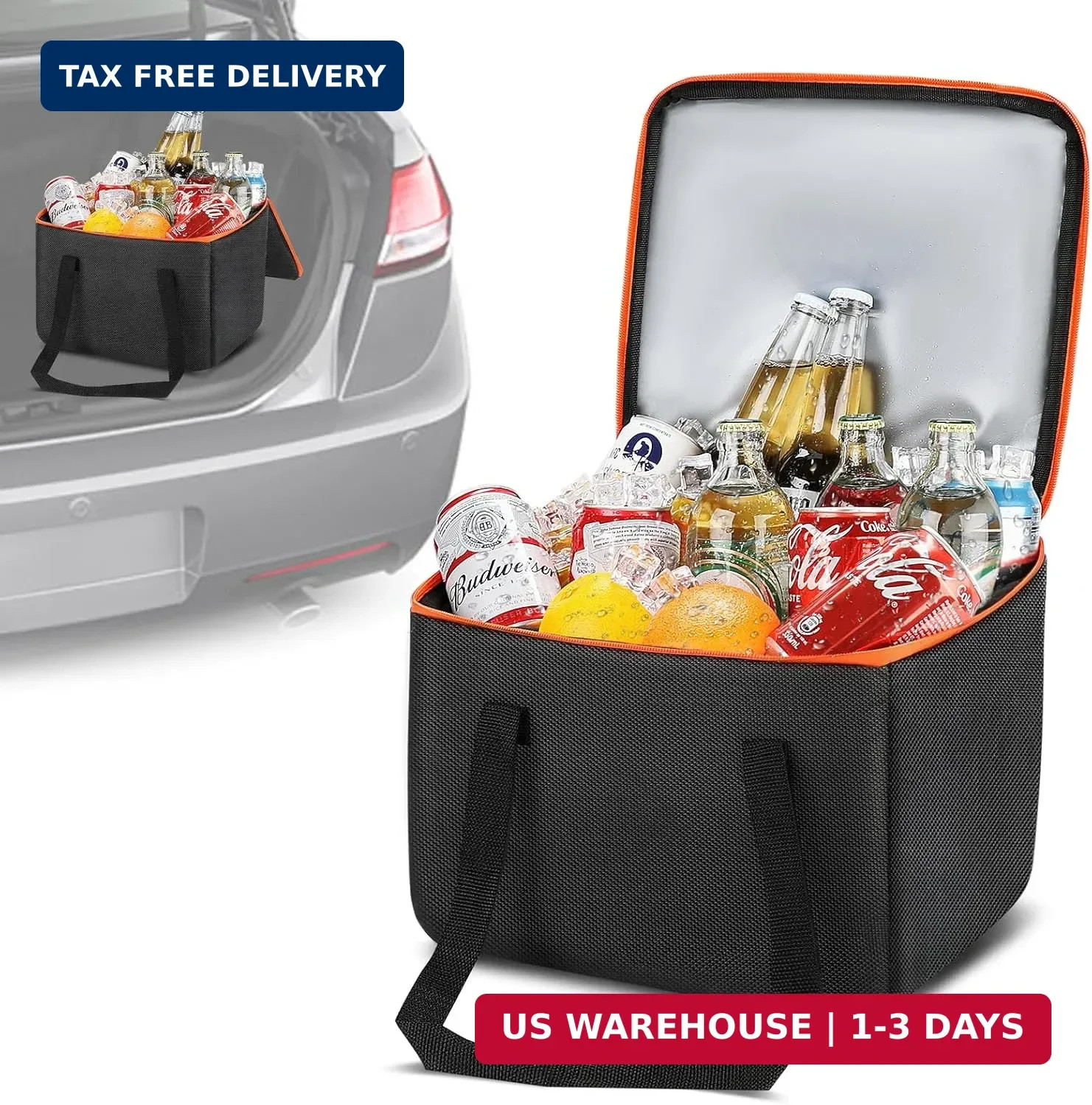 Bag, Collapsible Insulated Leak-proof Car Cooler Bag, Insul