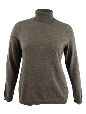 Charter Club Women's Plus Size Cashmere Turtleneck Sweater (1X, Heather Mocha)