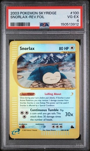 New ListingPokemon TCG 2003 Skyridge Snorlax 100/144 Reverse Holo PSA 4 English LOW POP
