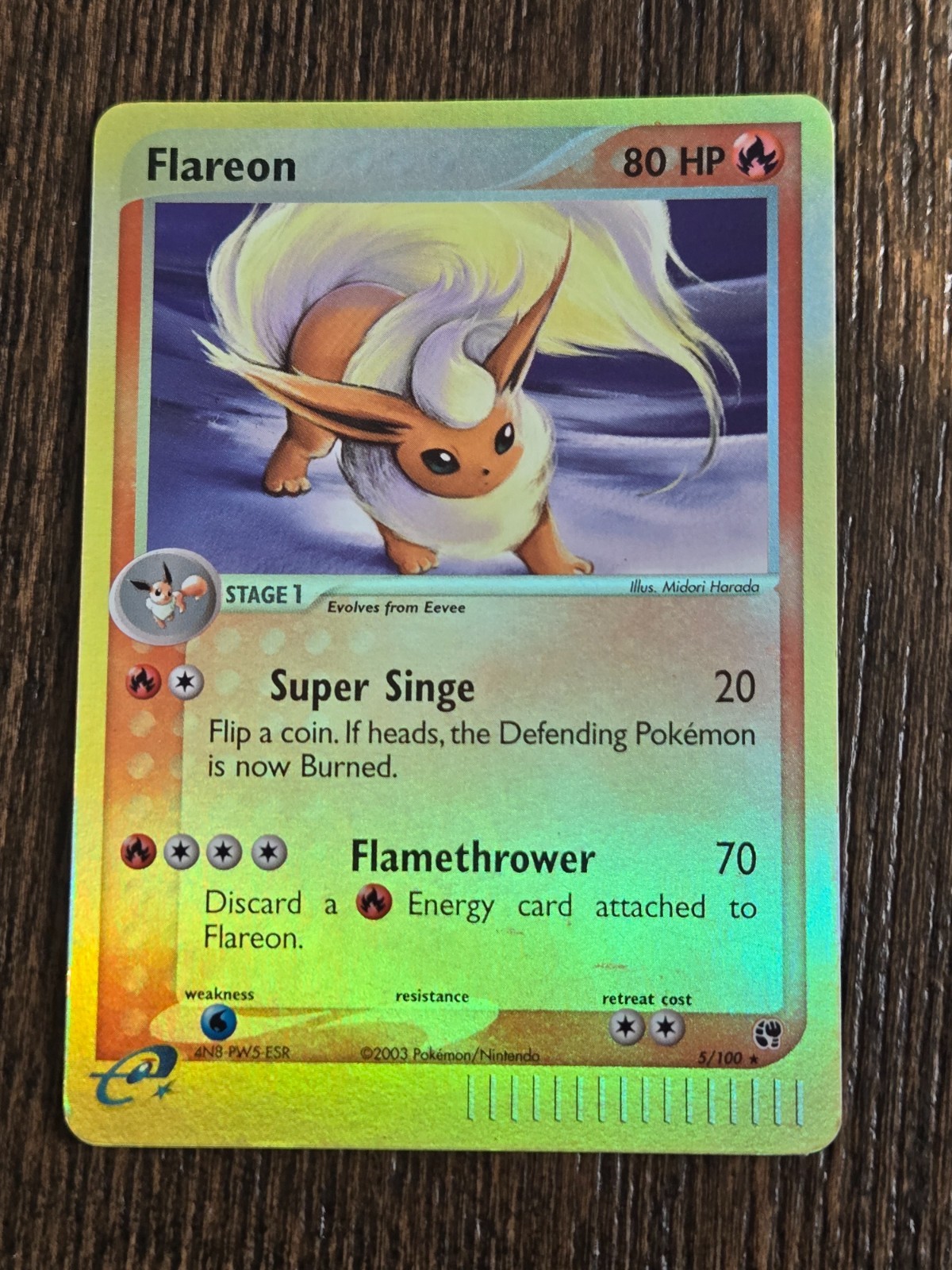 Flareon 5/100 ex Sandstorm Reverse Holo *NM* near mint eeveelution
