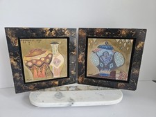 Pair of V. Maugeri Mixed Media Art Blocks – Ornate Greek/Moroccan Urn Vases