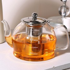 Heat Resistance Glass Teapot 1200ML with removable Infuser Markings Tea Kettle