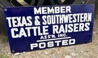Vintage Porcelain Sign Texas & Southwestern Cattle Raisers Assn. (10' x 20")