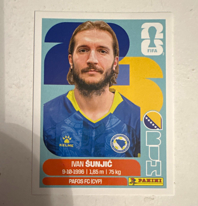 Panini FIFA World Cup 2026 Ivan Šunjić BIH 11 Pafos FC Portrait Sticker