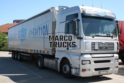 Truck photo MAN TGA 18.430 Tarpaulin trailer Germany silver ROXX TRANSPOR #c8lc