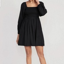 Old Navy NWT Fit & Flare Long-Sleeve Mini Dress Black XS