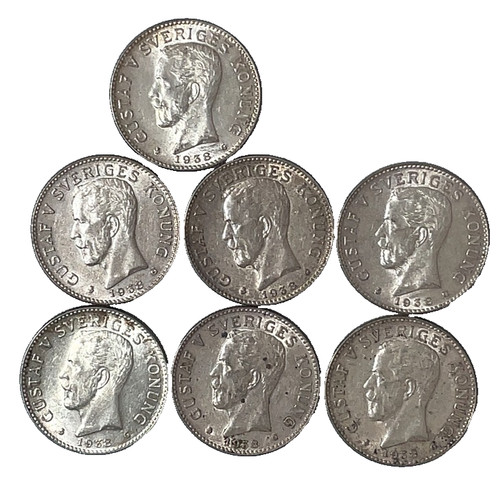 (1) One 1938 G Sweden 2 Kronor Gustaf V BU-Unc .800 Silver Coin KM# 787