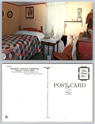 President Coolidge Homestead Plymouth VT Shed Bedroom Quilt Postcard 1984