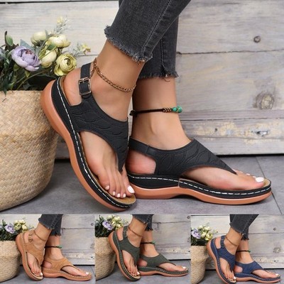 Damen Orthopädische Sandalen Sommer Flache Schuhe Niedriger Keil Für Damen
