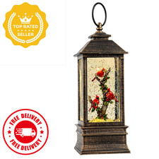 Christmas snow globe lantern with LED light and music timer USB or battery