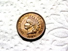 Nearly Full Red 1907 Brilliant Uncirculated 4 Diamonds Indian Head Penny D15