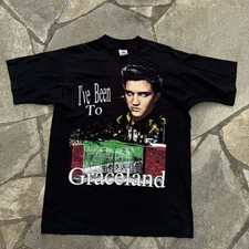 Vintage Elvis Presley Shirt Black Large Been To Graceland USA 90s Single Stitch