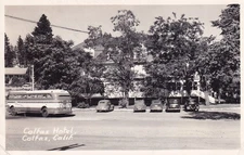 RPPC Colfax CA Hotel Bus Stop Cars Placer CO roadside No of Auburn California