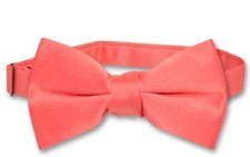 Vesuvio Napoli Boys BOWTIE Solid CORAL PINK Color Youth Bow Tie