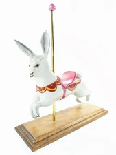 Vtg Folk Art Carving Rabbit Carousel Poquoson Virginia Artisan CM McDaniel Signe
