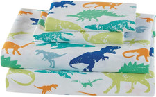 Fancy Linen Sheet Set for Boys/Girls/Teens Kids Dinosaur Dino World Vintage Gree