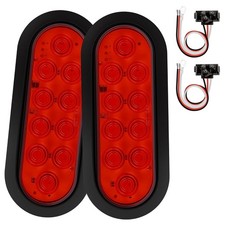 6 Inch Oval Red LED Trailer Tail Lights 2PCS Stop Turn Brake Turn Signal Light
