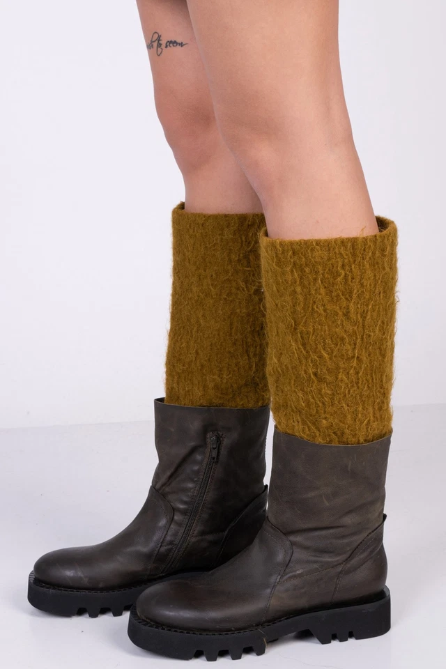 Stivali al ginocchio in pelle MALLONI RRP €383 US10 UK7 EU40 suola Vibram Vi-Lite - Immagine 2 di 4