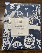 NEW Pottery Barn Teen Natalia Floral TWIN Duvet Cover Blue White Boho Dorm