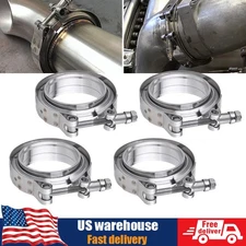 3" Inches V-Band Flange&Clamp Kit Male/Female With Ridge Exhaust Stainless 4 Pcs